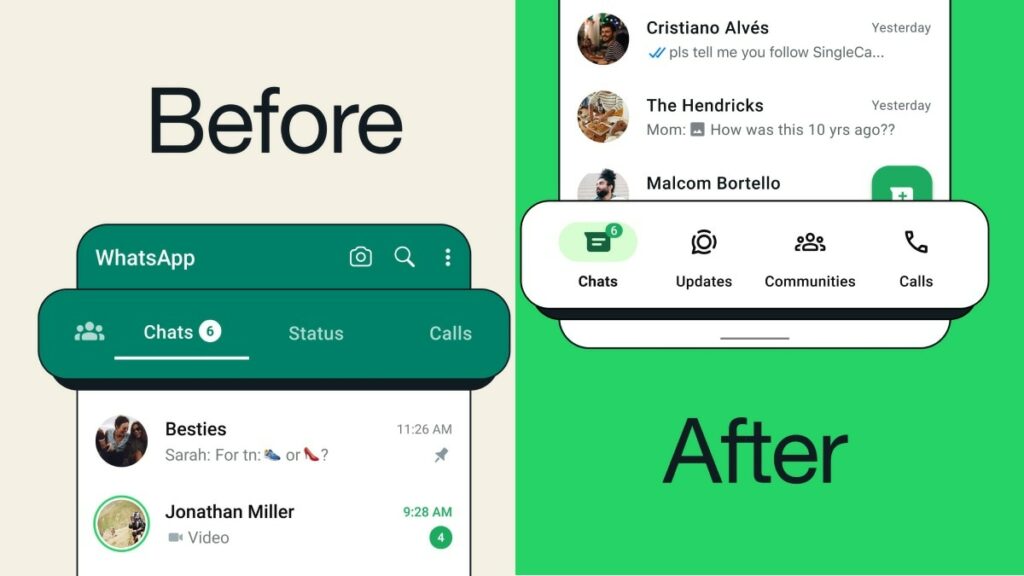 WhatsApp Rolls Out Bottom Navigation Tabs to All Android Smartphones