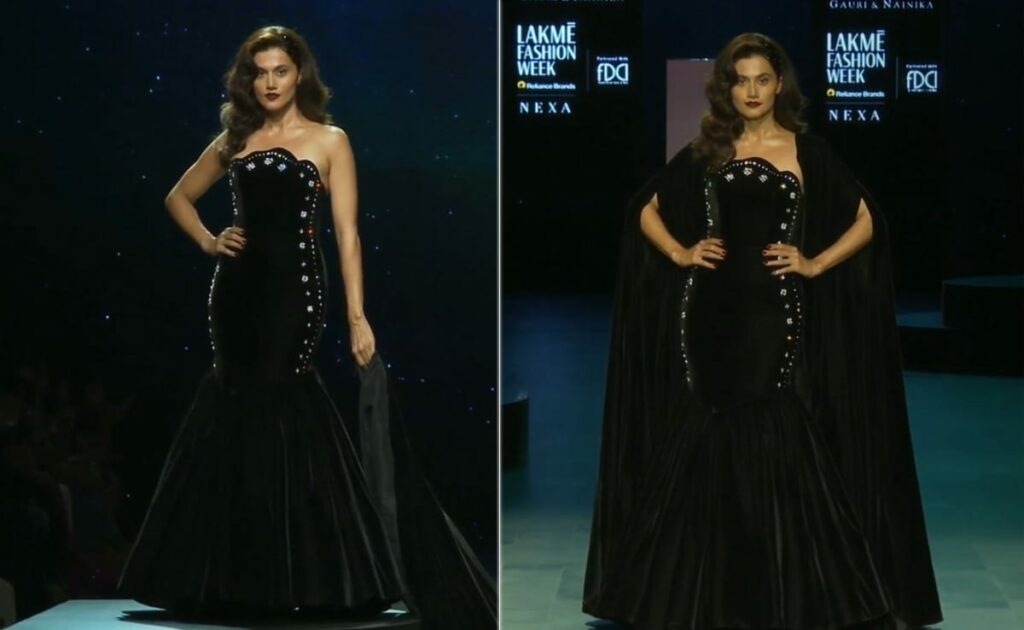 Bride-To-Be Taapsee Pannu Owned The Gauri And Nainika Runway In A Black Embellished Mermaid Gown