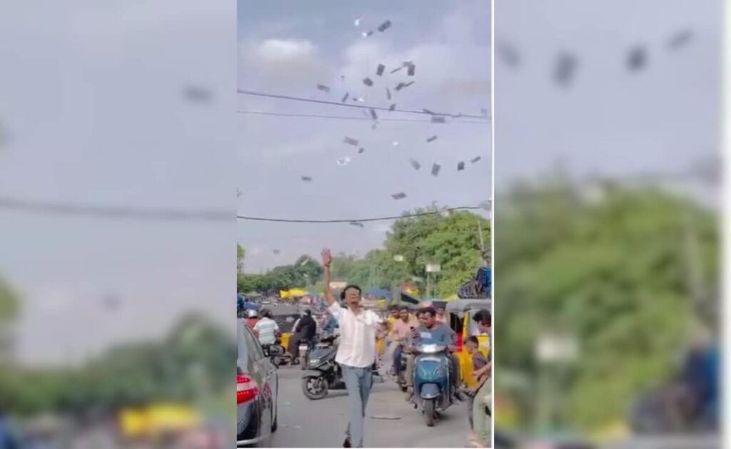 Watch: Hyderabad YouTuber Throws Money On Street In Viral Video